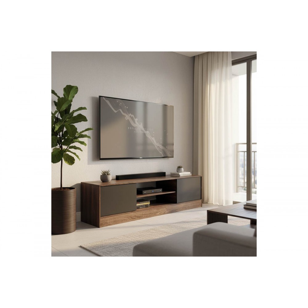 Έπιπλο τηλεόρασης "SASA I" σε χρώμα oak/ανθρακί 150x35x41.5