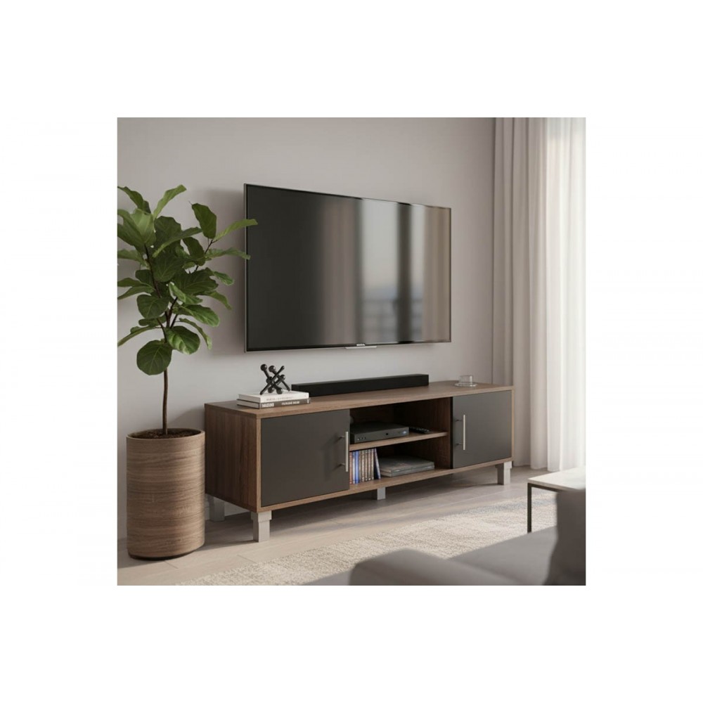 Έπιπλο τηλεόρασης "SERANK" σε χρώμα oak/ανθρακί 120x40x40