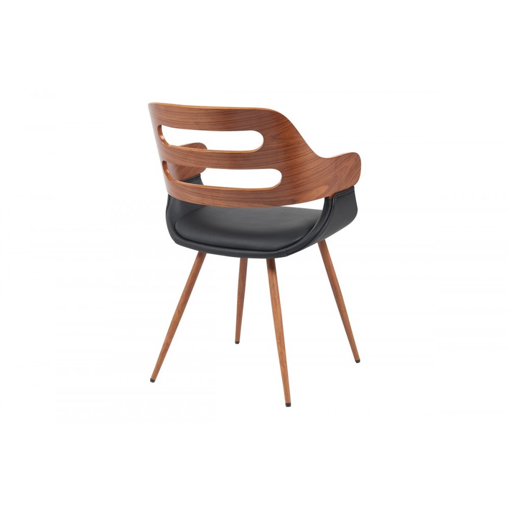 Πολυθρόνα "FERN" από pu/ξύλο σε χρώμα μαύρο/καρυδί 52x59x80