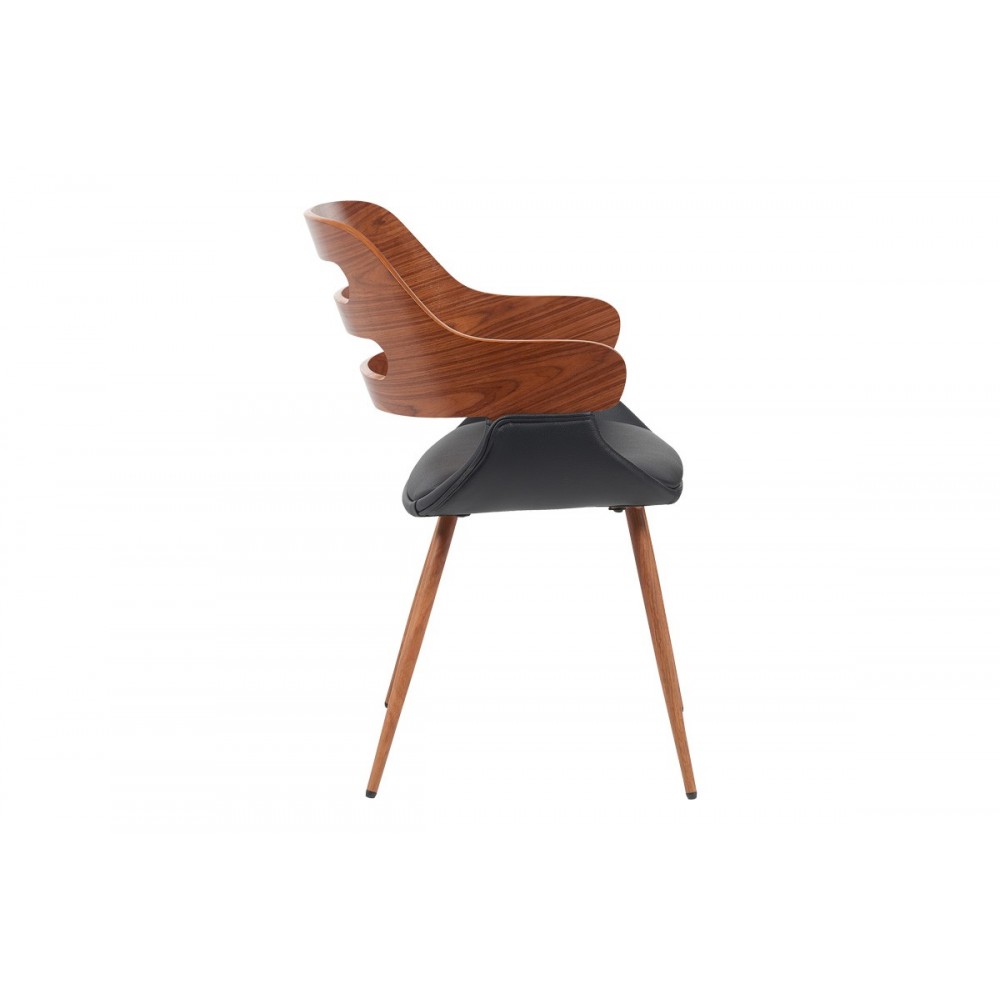 Πολυθρόνα "FERN" από pu/ξύλο σε χρώμα μαύρο/καρυδί 52x59x80