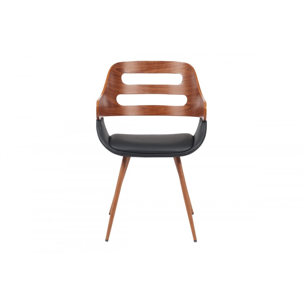 Πολυθρόνα "FERN" από pu/ξύλο σε χρώμα μαύρο/καρυδί 52x59x80