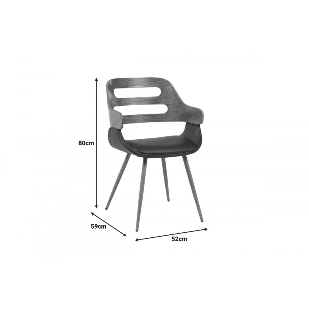 Πολυθρόνα "FERN" από pu/ξύλο σε χρώμα μαύρο/καρυδί 52x59x80