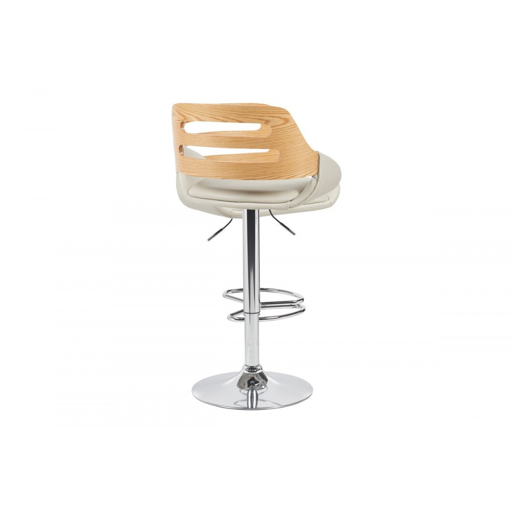 Σκαμπό μπαρ "FERN" από pu/μέταλλο σε χρώμα μπεζ/χρωμίου 50x48.5x89-110.5