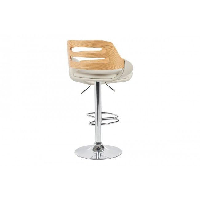 Σκαμπό μπαρ "FERN" από pu/μέταλλο σε χρώμα μπεζ/χρωμίου 50x48.5x89-110.5