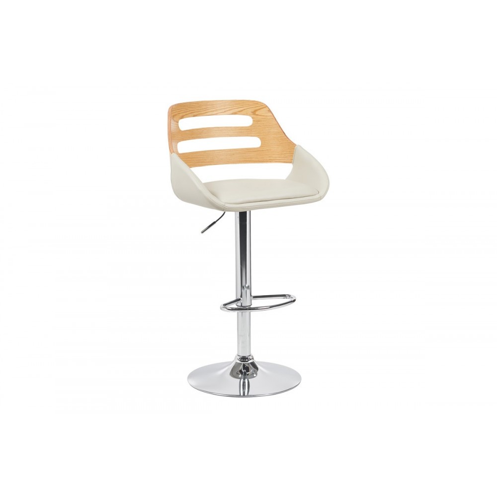 Σκαμπό μπαρ "FERN" από pu/μέταλλο σε χρώμα μπεζ/χρωμίου 50x48.5x89-110.5