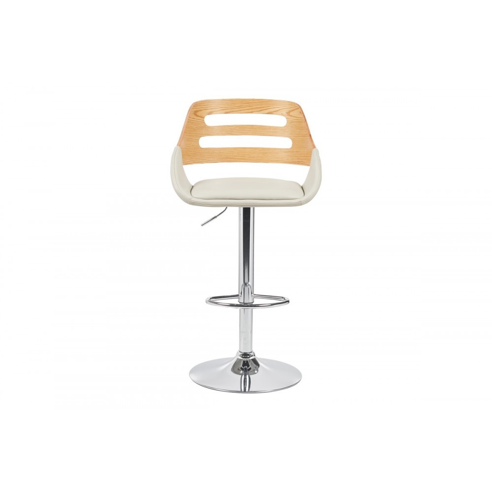 Σκαμπό μπαρ "FERN" από pu/μέταλλο σε χρώμα μπεζ/χρωμίου 50x48.5x89-110.5