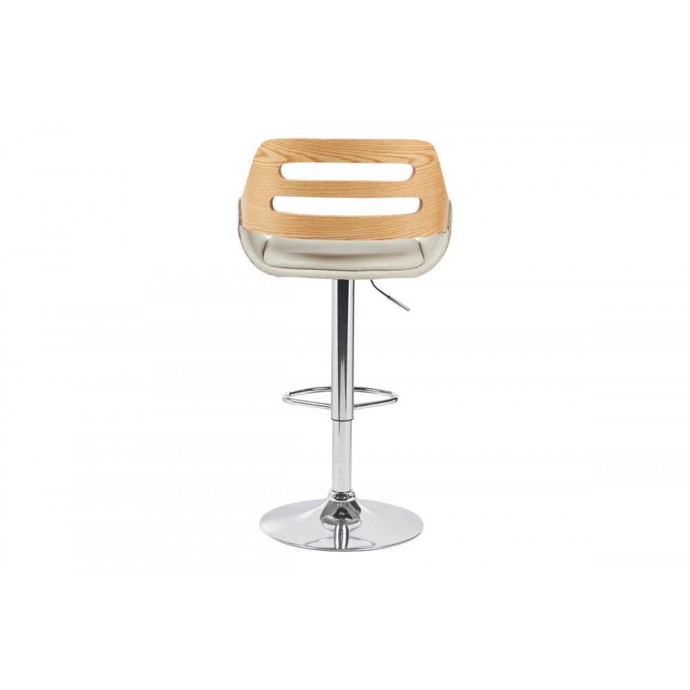 Σκαμπό μπαρ "FERN" από pu/μέταλλο σε χρώμα μπεζ/χρωμίου 50x48.5x89-110.5