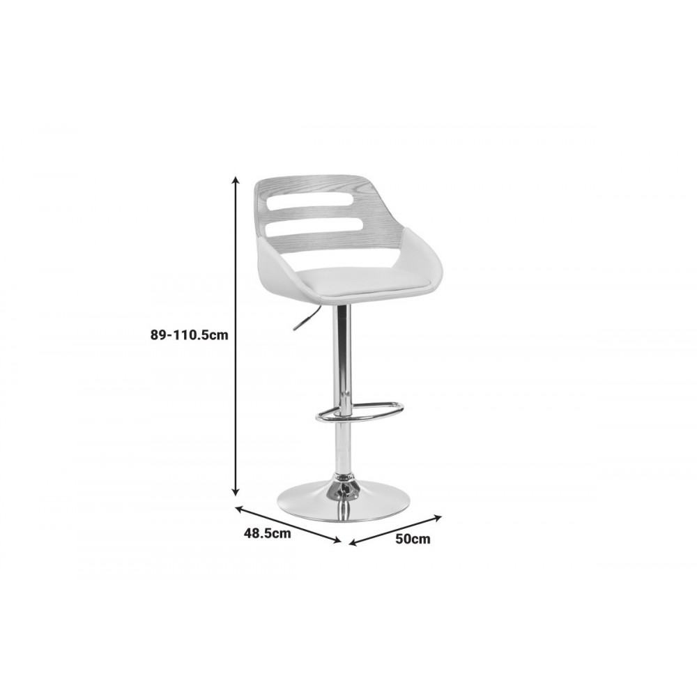 Σκαμπό μπαρ "FERN" από pu/μέταλλο σε χρώμα μπεζ/χρωμίου 50x48.5x89-110.5
