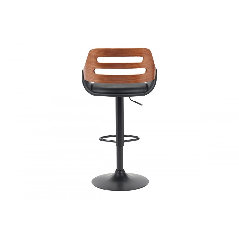 Σκαμπό μπαρ "FERN" από pu/ξύλο σε χρώμα μαύρο/καρυδί 50x48.5x89-110.5