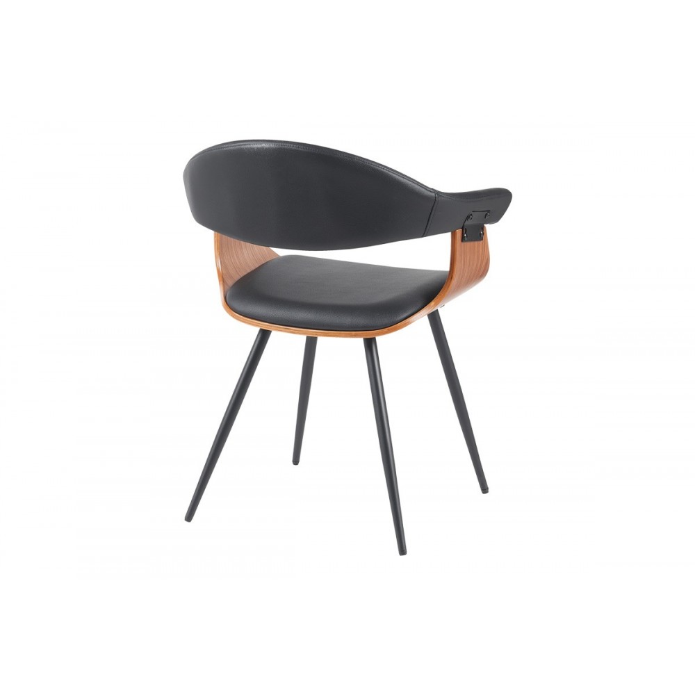 Πολυθρόνα "AUSTEN" από pu/ξύλο σε χρώμα μαύρο/καρυδί 58x55x77