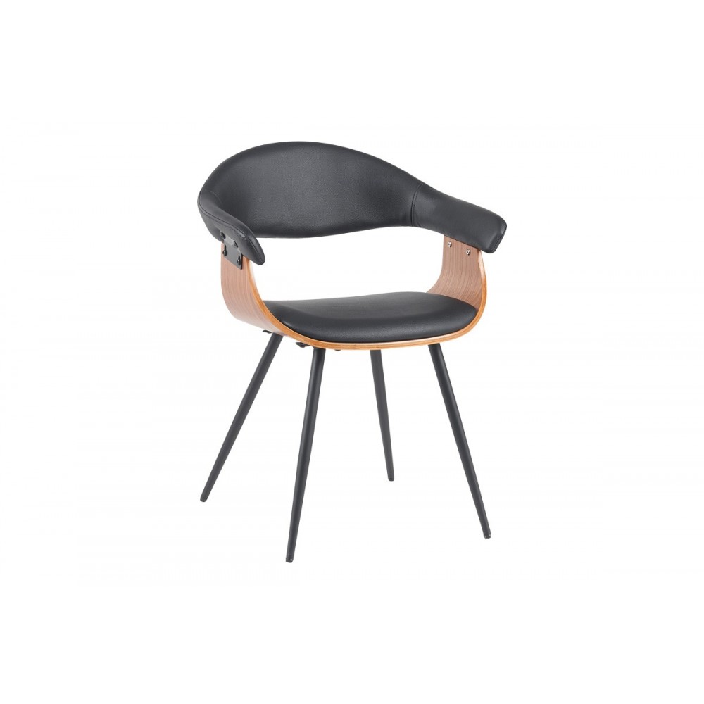 Πολυθρόνα "AUSTEN" από pu/ξύλο σε χρώμα μαύρο/καρυδί 58x55x77