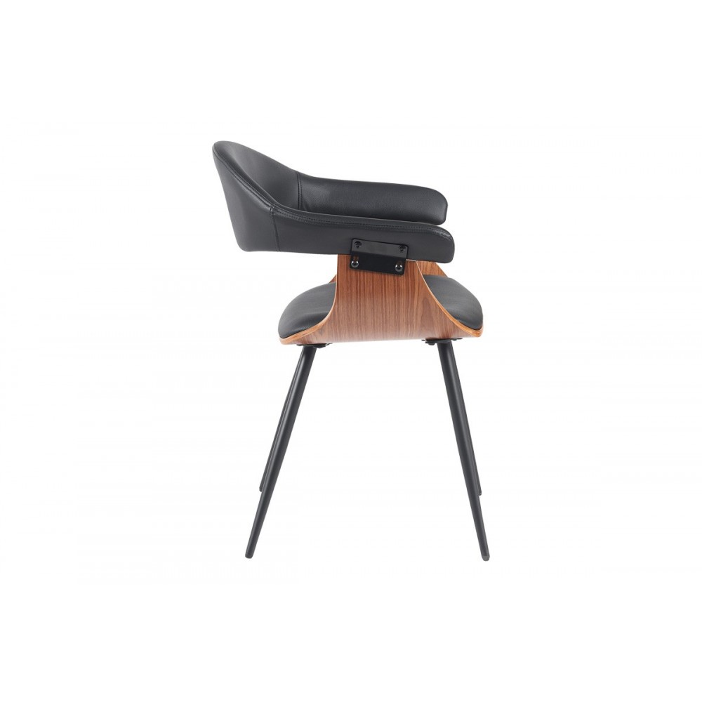 Πολυθρόνα "AUSTEN" από pu/ξύλο σε χρώμα μαύρο/καρυδί 58x55x77