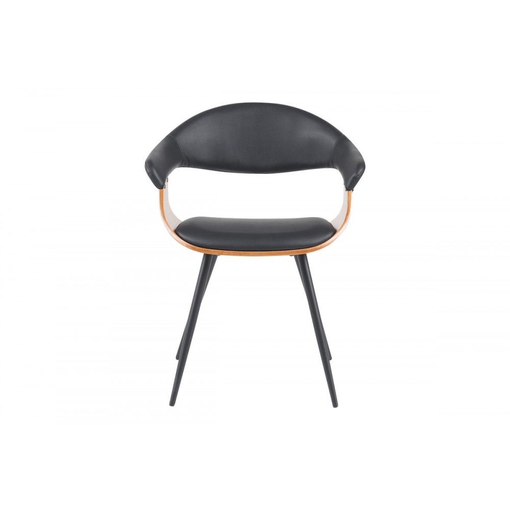 Πολυθρόνα "AUSTEN" από pu/ξύλο σε χρώμα μαύρο/καρυδί 58x55x77