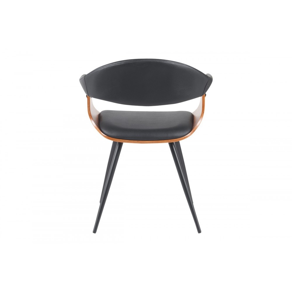 Πολυθρόνα "AUSTEN" από pu/ξύλο σε χρώμα μαύρο/καρυδί 58x55x77