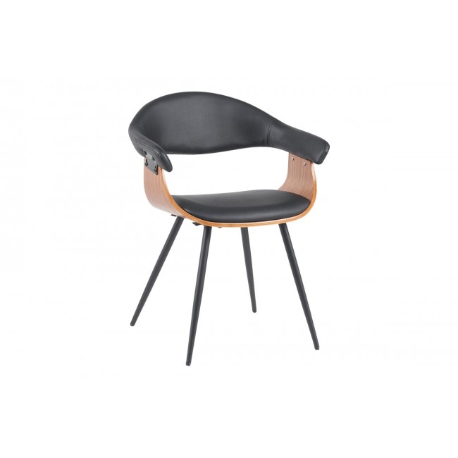 Πολυθρόνα "AUSTEN" από pu/ξύλο σε χρώμα μαύρο/καρυδί 58x55x77