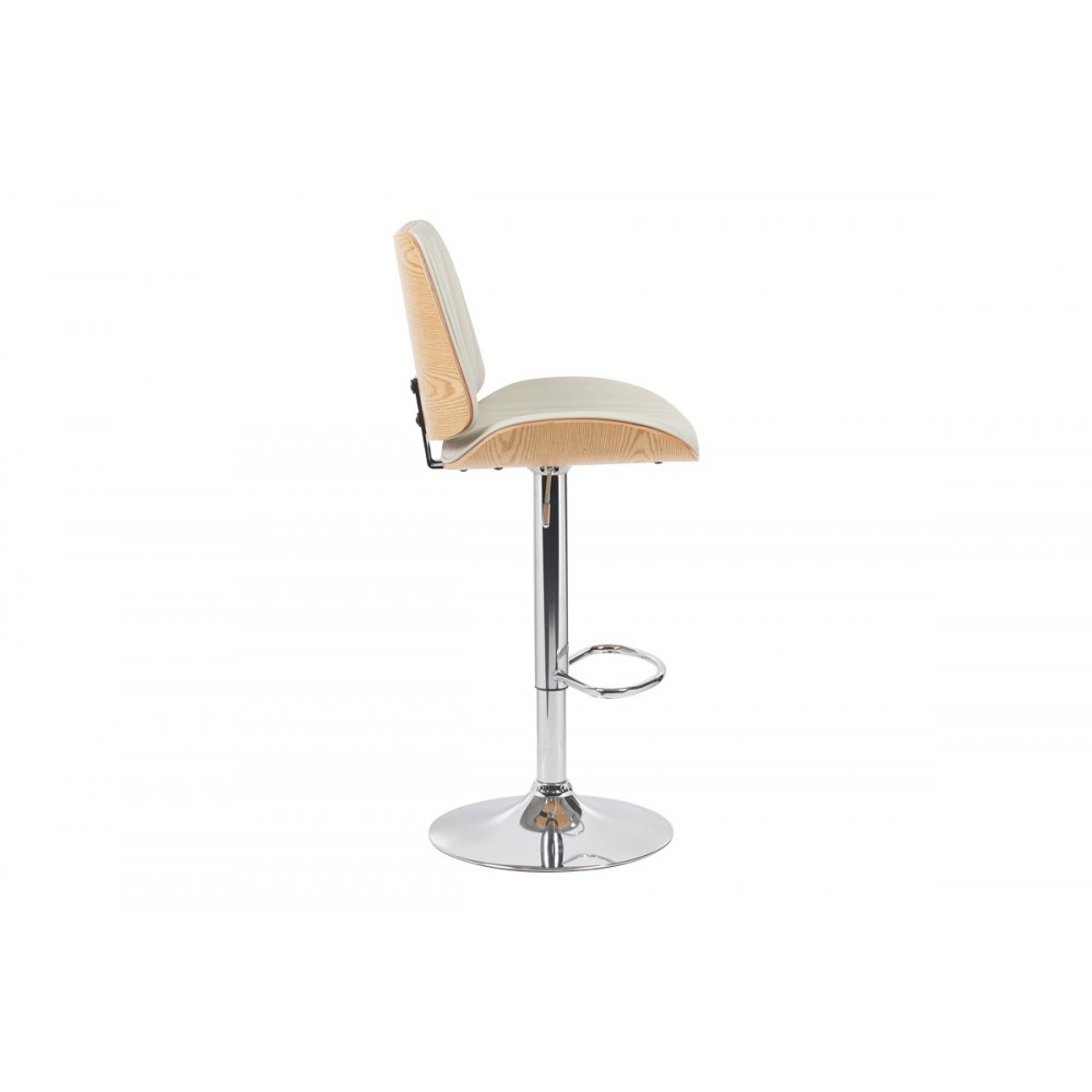 Σκαμπό μπαρ "AMANI" από pu/μέταλλο σε χρώμα μπεζ/χρωμίου 50.5x54x87.5-107.5