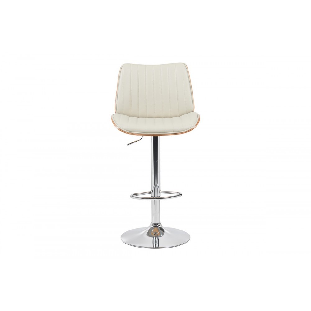 Σκαμπό μπαρ "AMANI" από pu/μέταλλο σε χρώμα μπεζ/χρωμίου 50.5x54x87.5-107.5