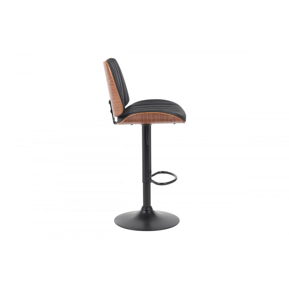 Σκαμπό μπαρ "AMANI" από pu/μέταλλο σε χρώμα μαύρο 50.5x54x87.5-107.5