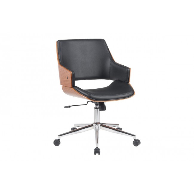 Καρέκλα γραφείου "SETULO" από pu/μέταλλο σε χρώμα μαύρο/χρωμίου 53x61x79-89