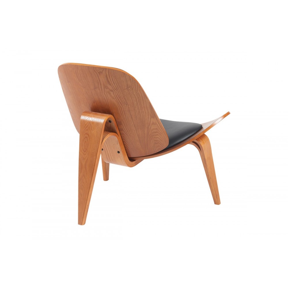 Πολυθρόνα "VILMA" από pu/plywood σε χρώμα μαύρο/καρυδί 90x76.5x74.5