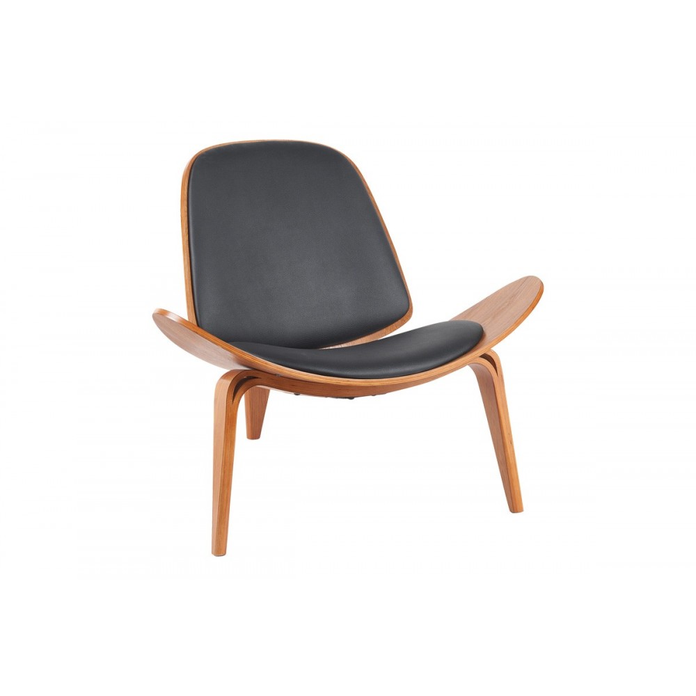 Πολυθρόνα "VILMA" από pu/plywood σε χρώμα μαύρο/καρυδί 90x76.5x74.5