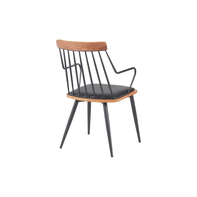 Πολυθρόνα "POSSE" από pu/ξύλο σε χρώμα καρυδί/μαύρο 52x59x83