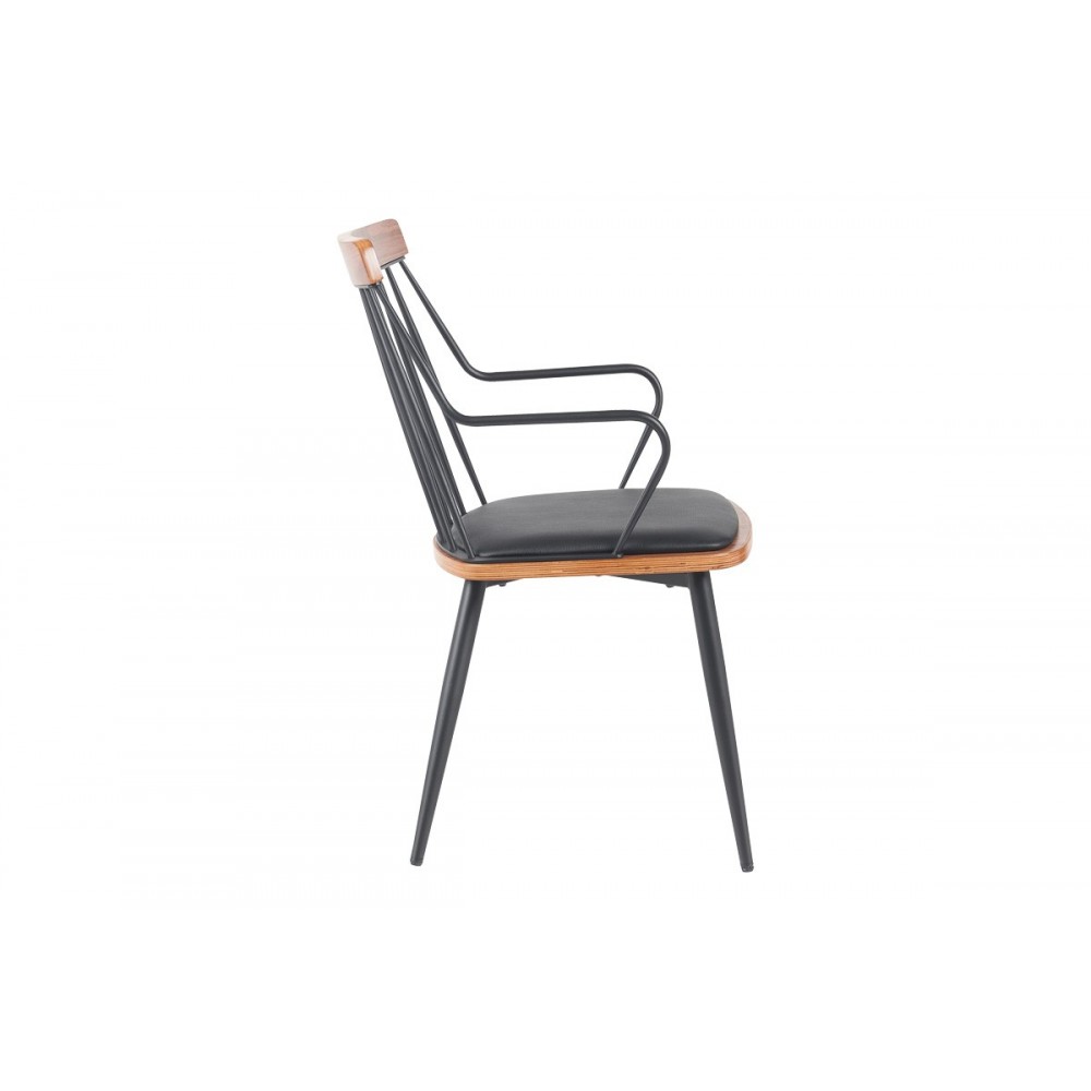 Πολυθρόνα "POSSE" από pu/ξύλο σε χρώμα καρυδί/μαύρο 52x59x83