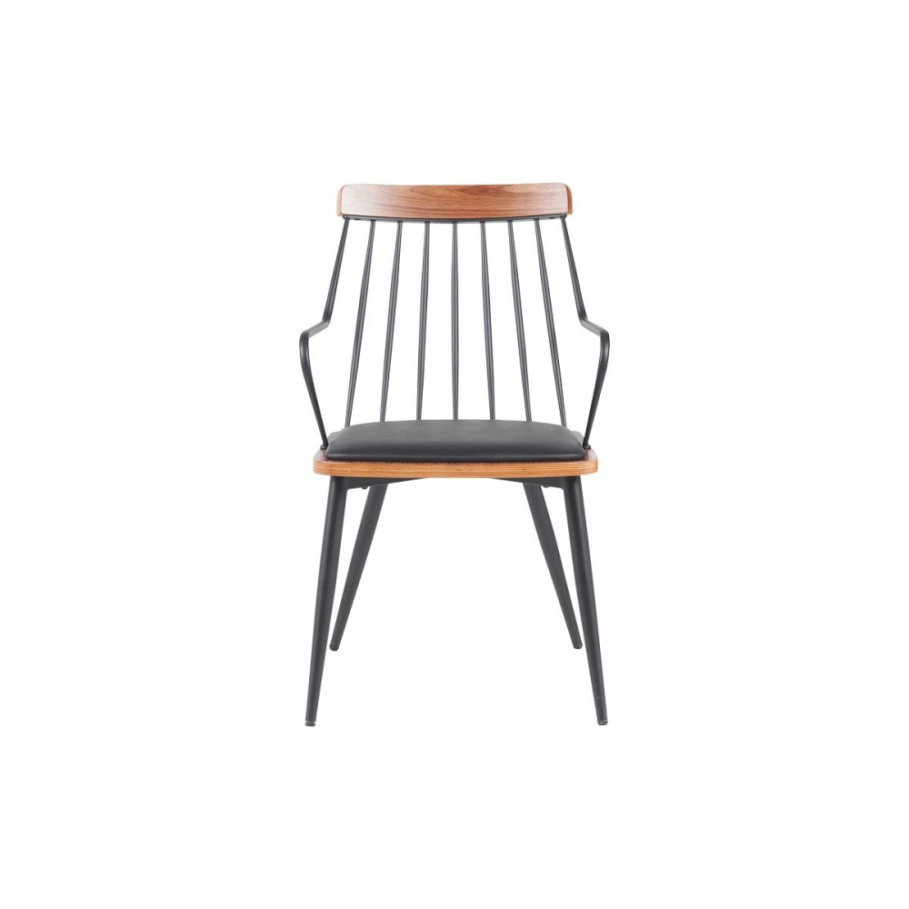 Πολυθρόνα "POSSE" από pu/ξύλο σε χρώμα καρυδί/μαύρο 52x59x83