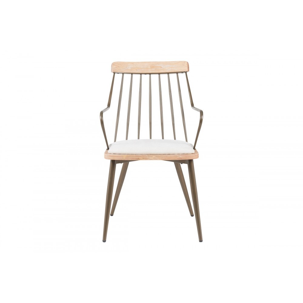 Πολυθρόνα "POSSE" από pu/ξύλο σε χρώμα μπρονζέ/white wash 52x59x83