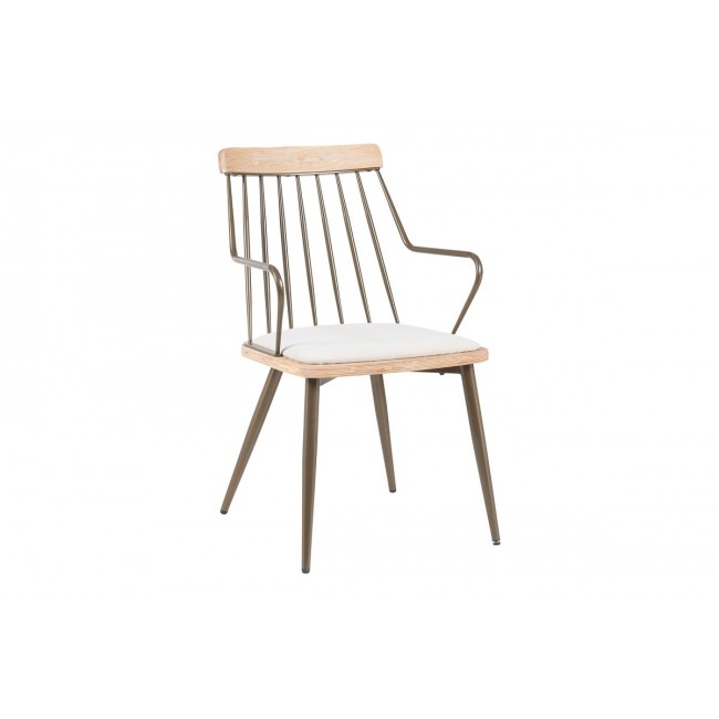 Πολυθρόνα "POSSE" από pu/ξύλο σε χρώμα μπρονζέ/white wash 52x59x83