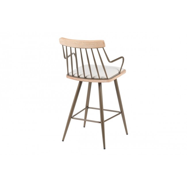 Σκαμπό μπαρ "POSSE" από pu/ξύλο σε χρώμα μπρονζε/white wash 48x54x92.5