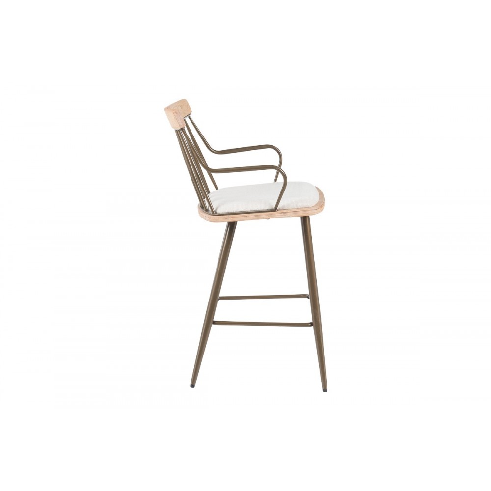 Σκαμπό μπαρ "POSSE" από pu/ξύλο σε χρώμα μπρονζε/white wash 48x54x92.5