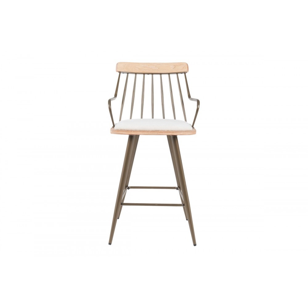 Σκαμπό μπαρ "POSSE" από pu/ξύλο σε χρώμα μπρονζε/white wash 48x54x92.5