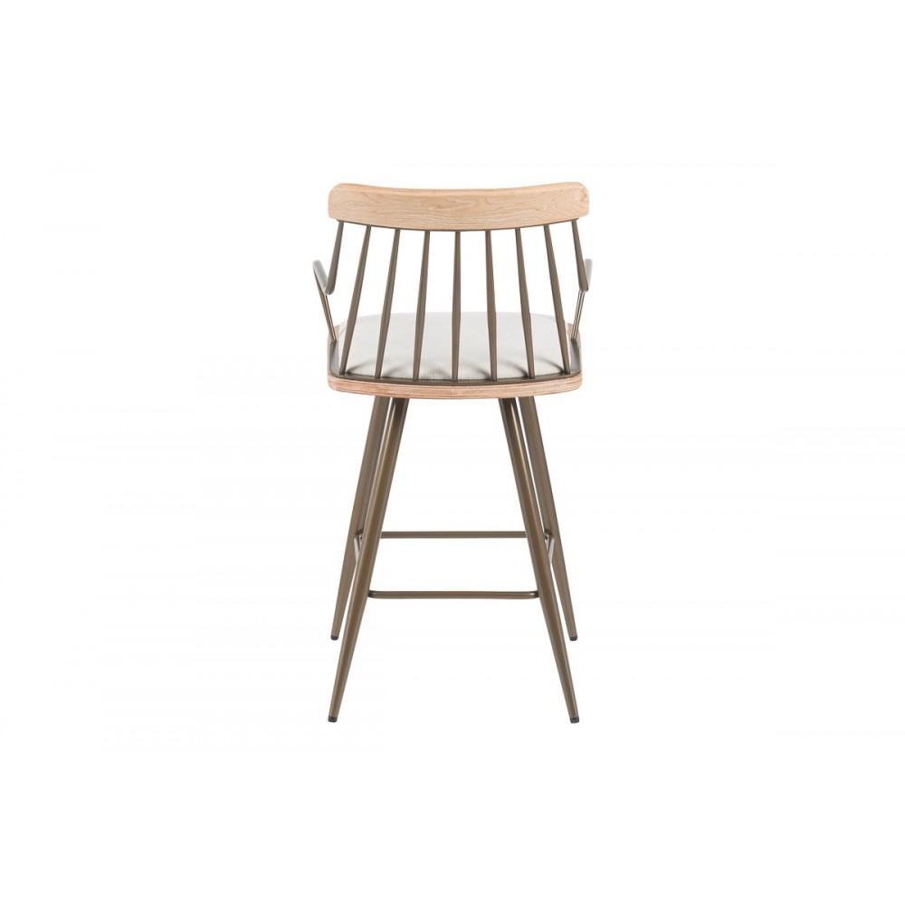 Σκαμπό μπαρ "POSSE" από pu/ξύλο σε χρώμα μπρονζε/white wash 48x54x92.5