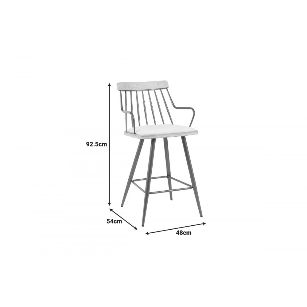 Σκαμπό μπαρ "POSSE" από pu/ξύλο σε χρώμα μπρονζε/white wash 48x54x92.5