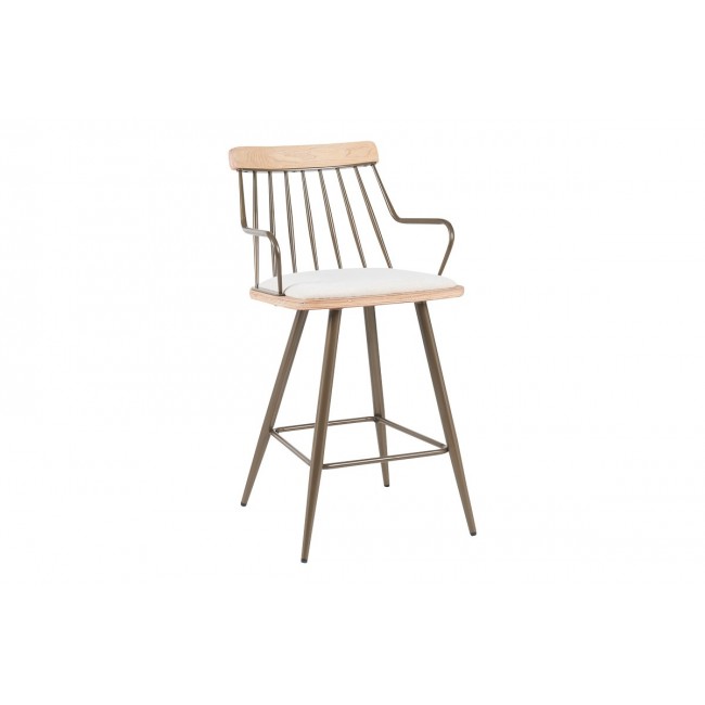 Σκαμπό μπαρ "POSSE" από pu/ξύλο σε χρώμα μπρονζε/white wash 48x54x92.5