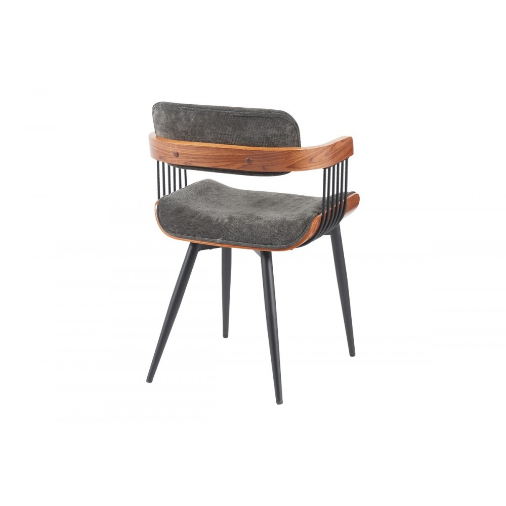 Πολυθρόνα "CAMEO" από ξύλο/ύφασμα σε χρώμα καρυδί/ανθρακί 53x49.5x75.5