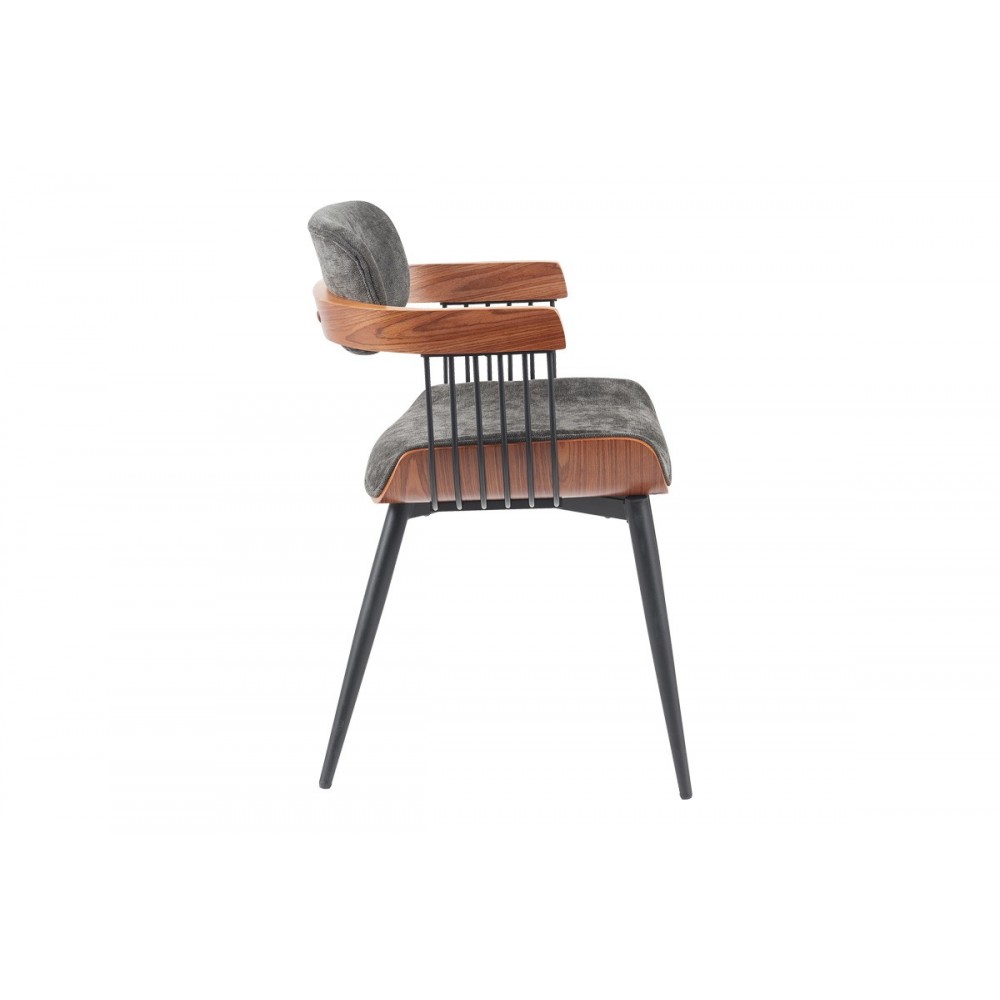 Πολυθρόνα "CAMEO" από ξύλο/ύφασμα σε χρώμα καρυδί/ανθρακί 53x49.5x75.5