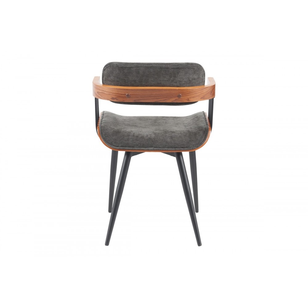 Πολυθρόνα "CAMEO" από ξύλο/ύφασμα σε χρώμα καρυδί/ανθρακί 53x49.5x75.5