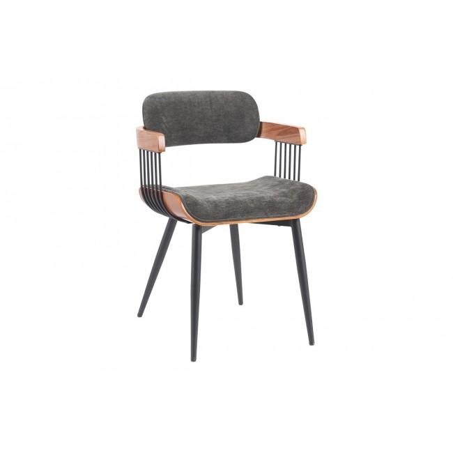 Πολυθρόνα "CAMEO" από ξύλο/ύφασμα σε χρώμα καρυδί/ανθρακί 53x49.5x75.5