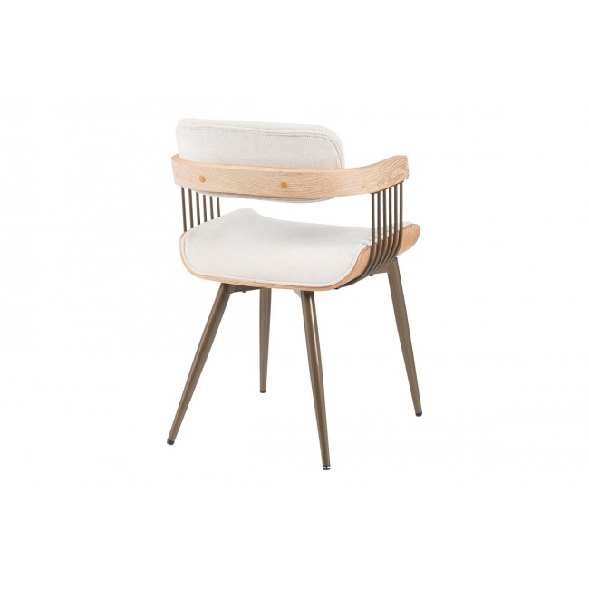 Πολυθρόνα "CAMEO" από ξύλο/ύφασμα σε χρώμα μπρονζέ/white wash 53x49.5x75.5