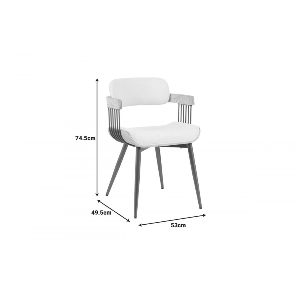 Πολυθρόνα "CAMEO" από ξύλο/ύφασμα σε χρώμα μπρονζέ/white wash 53x49.5x75.5