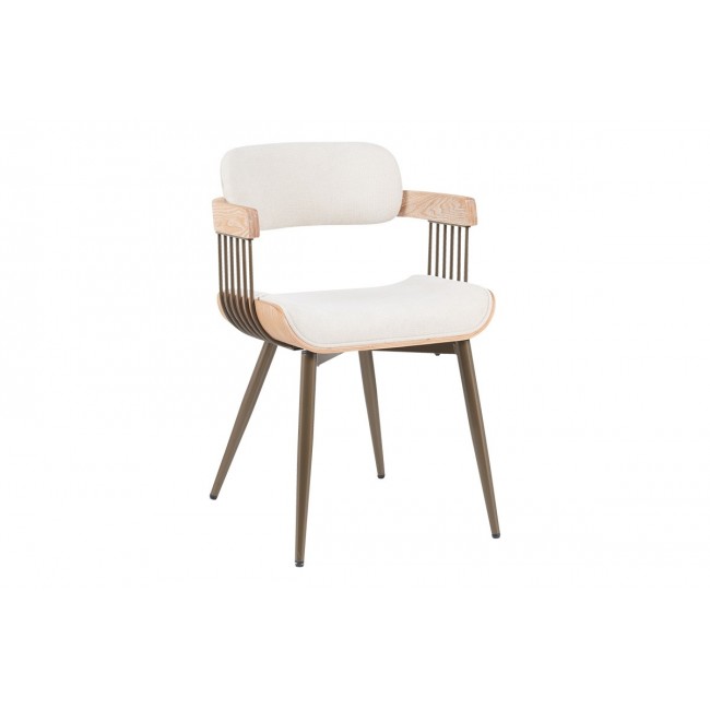 Πολυθρόνα "CAMEO" από ξύλο/ύφασμα σε χρώμα μπρονζέ/white wash 53x49.5x75.5