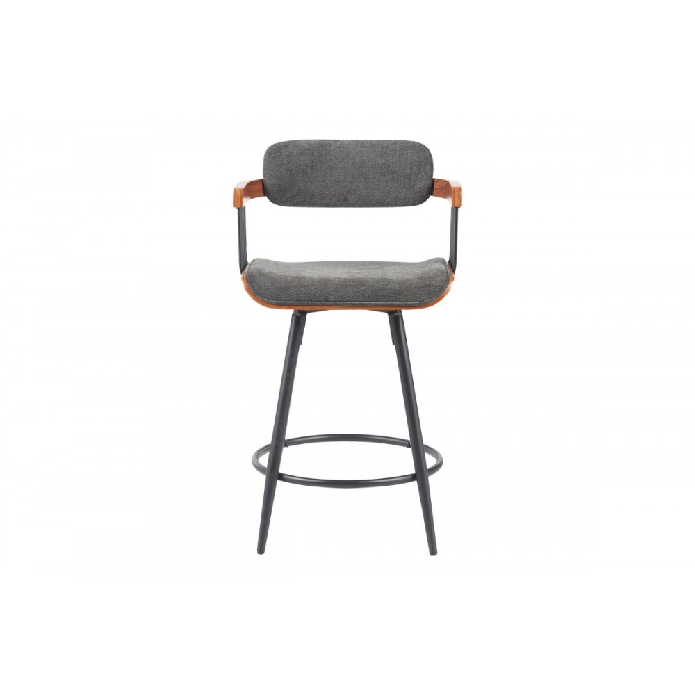 Σκαμπό μπαρ "CAMEO" από ξύλο/ύφασμα σε χρώμα καρυδί/ανθρακί 53x50x93