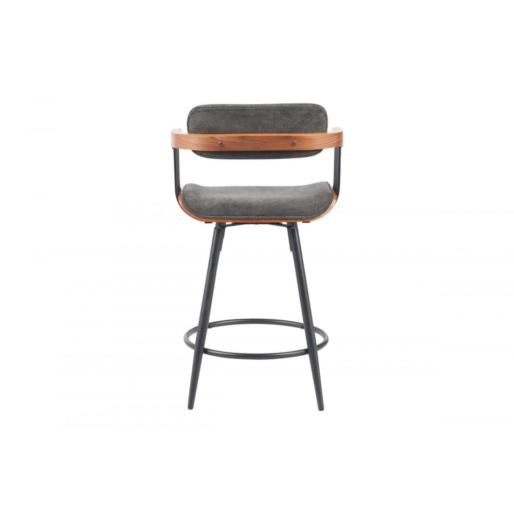 Σκαμπό μπαρ "CAMEO" από ξύλο/ύφασμα σε χρώμα καρυδί/ανθρακί 53x50x93