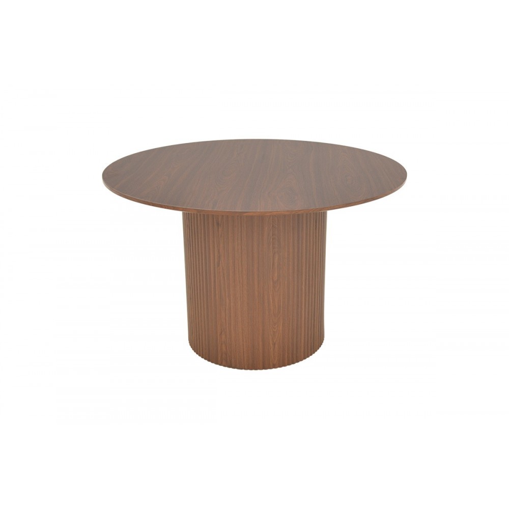 Τραπέζι "KARULO" από mdf σε χρώμα καρυδί Φ120x76