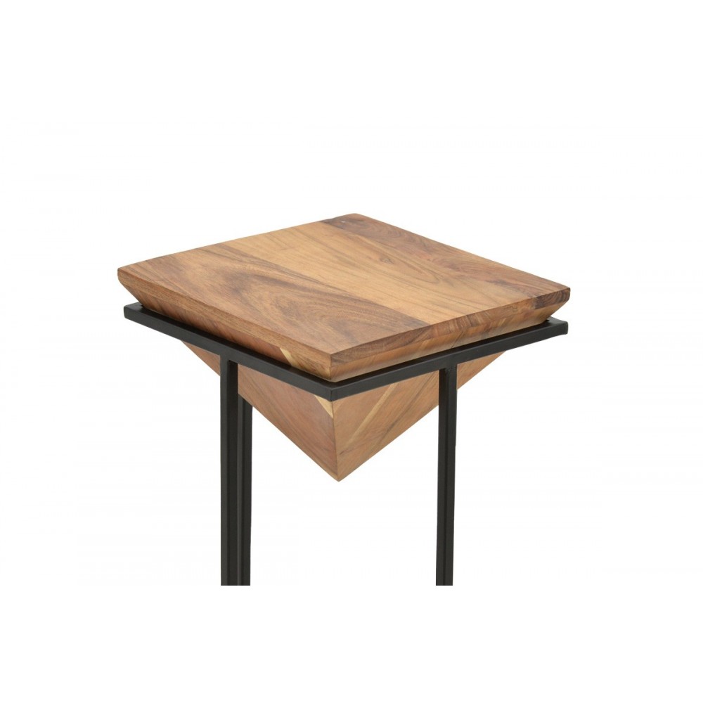 Βοηθητικό τραπέζι "MILES II" από ξύλο/μέταλλο σε χρώμα φυσικό/μαύρο 29x29x54