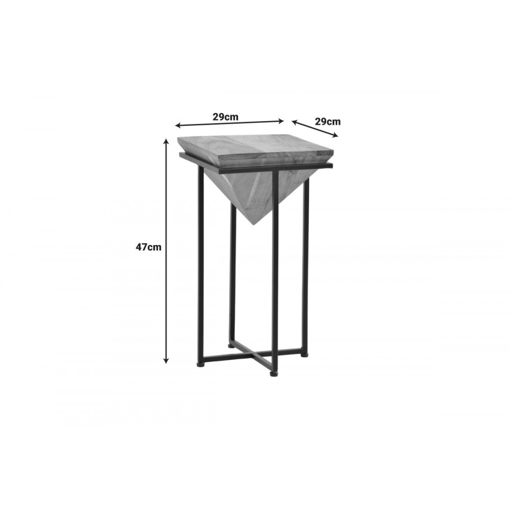 Βοηθητικό τραπέζι "MILES II" από ξύλο/μέταλλο σε χρώμα φυσικό/μαύρο 29x29x54