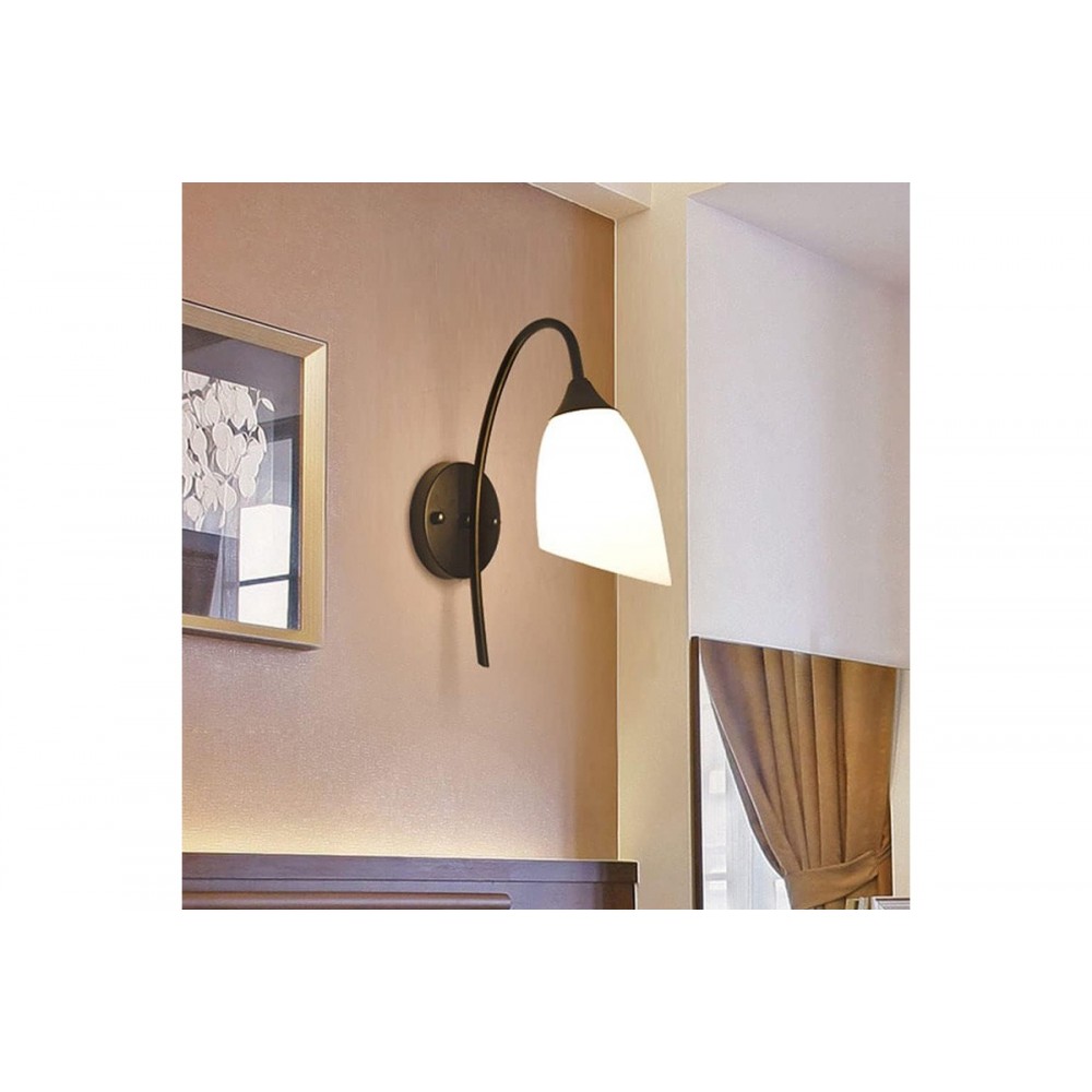 Φωτιστικό τοίχου-απλίκα "BERAK" από μέταλλο σε χρώμα μαύρο/λευκό 10x10x17