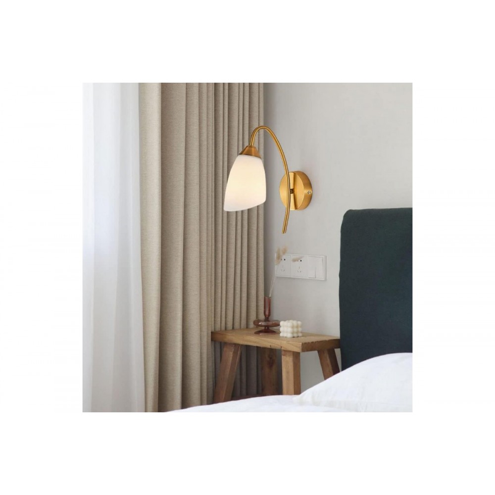 Φωτιστικό τοίχου-απλίκα "BERAK" από μέταλλο σε χρώμα χρυσό/λευκό 10x10x17